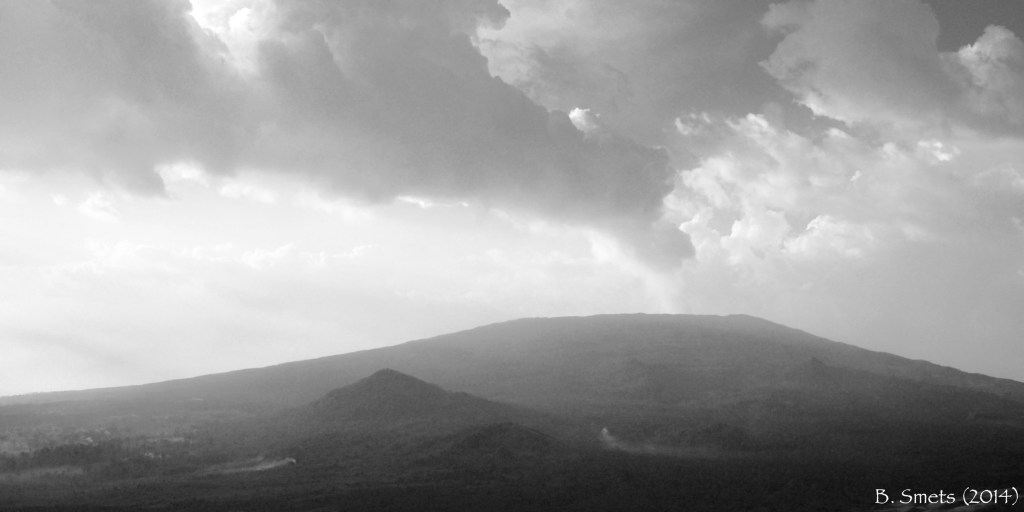 Nyamulagira volcano and its permanent gas plume. July 1, 2014