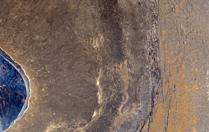 Screenshot of a zoom in the orthophoto of the Nyiragongo crater, recently produced thanks to photographs acquired from a helicopter, in July 2014.